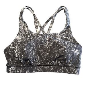 Lululemon Strappy Cross-Back Sports Bra, Black/White Print, Women's Size 6